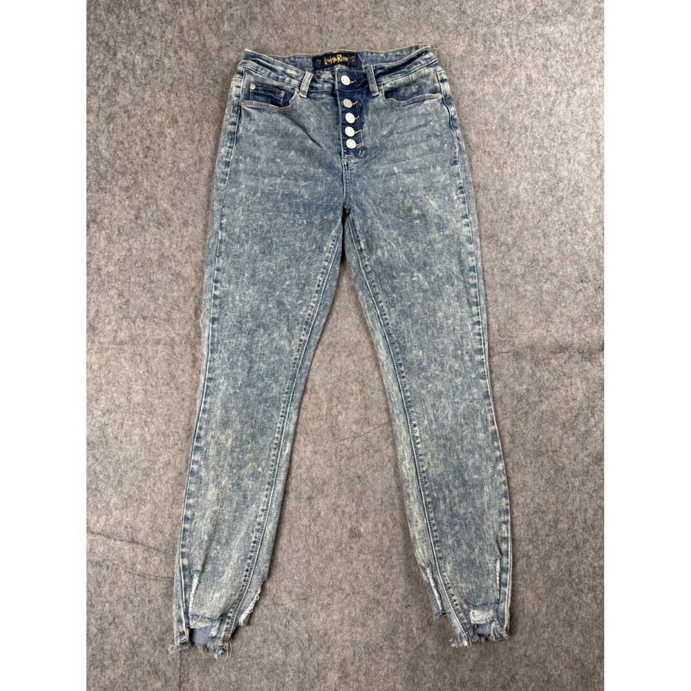 Indigo Rein Skinny Jeans Womens 7 Blue Acid Wash Denim High Rise Button Fly Boho